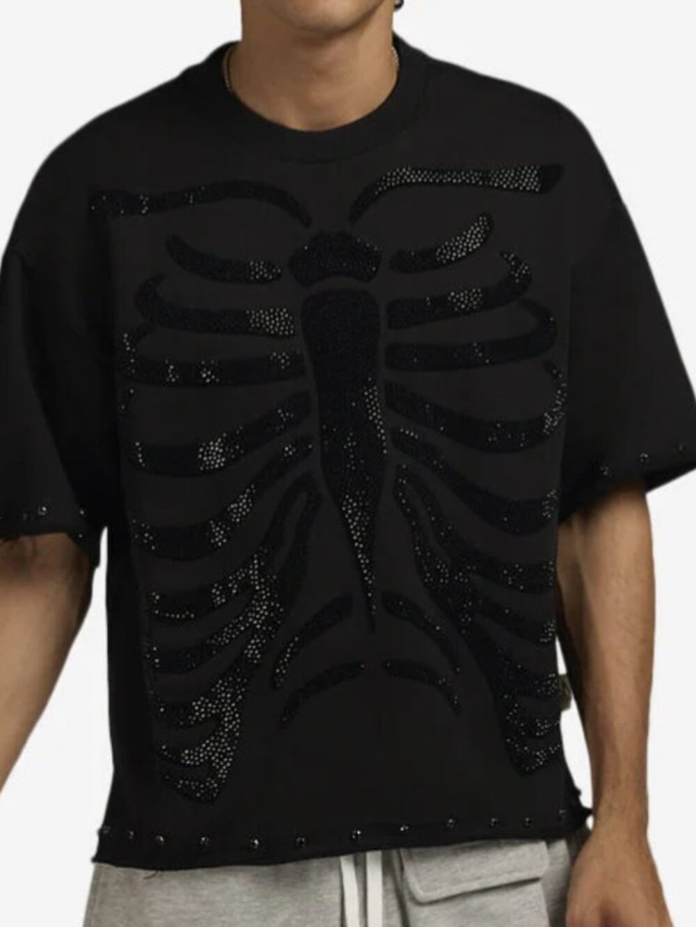 Skeleton Print Terry Cropped Tee